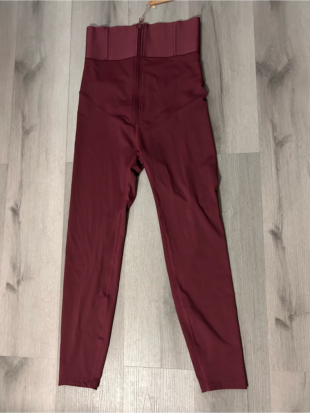 Women's High-Waist Burgundy Leggings with Supportive Waistband